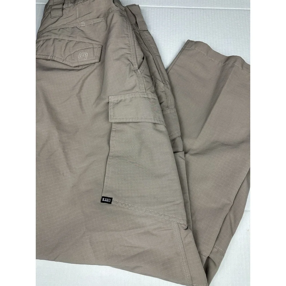 5.11 Tactical Fast-Tac Cargo Pants Mens 36x30 Beige Ripstop Work Trousers 74439